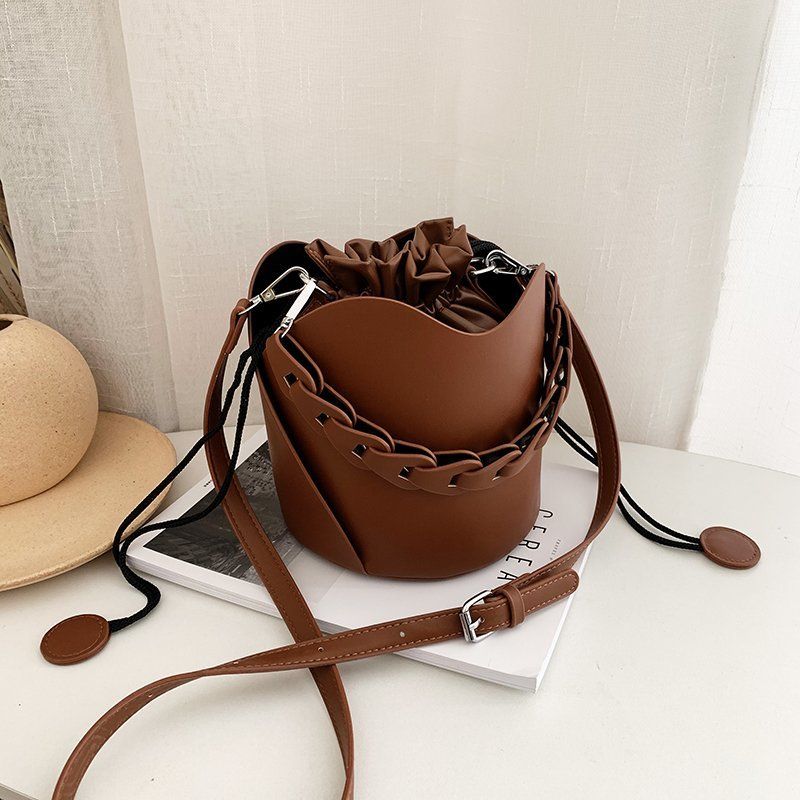 Fashionable Handheld Bucket Bag For Women, Solid Versatile Shoulder Bag, Small And Casual Crossbody Purse