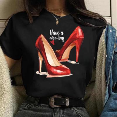 Women Luxury Fashion High Heels Shoes Print Women T Shirt Summer Funny 90s Hip Hop Punk T Shirt Hipster Streetwear T-shirt Cloth