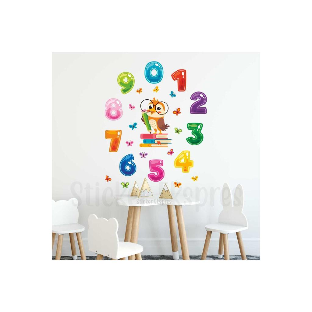 Wise Owl And Figures Figure Kindergarten Nursery School Children's Room Wall Door Glass Sticker Set