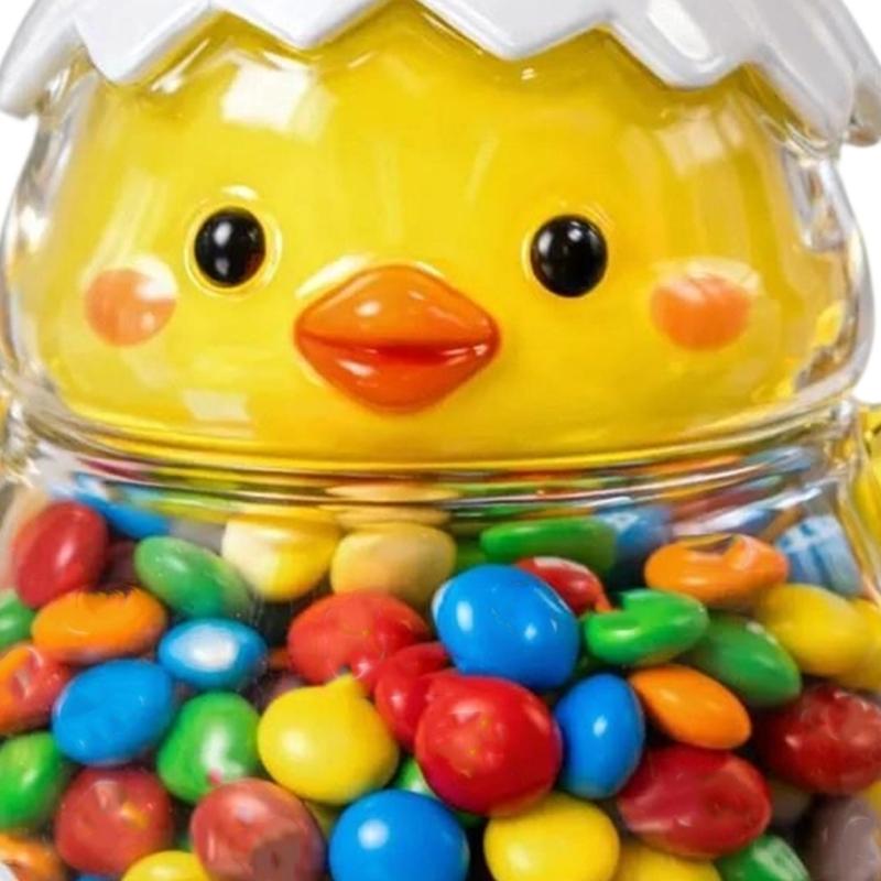 Functional Glass Clear Candy Jar With Easter Rabbit Chick Eggs Sculpture For Storing Sweets And Enhancing Table Setting
