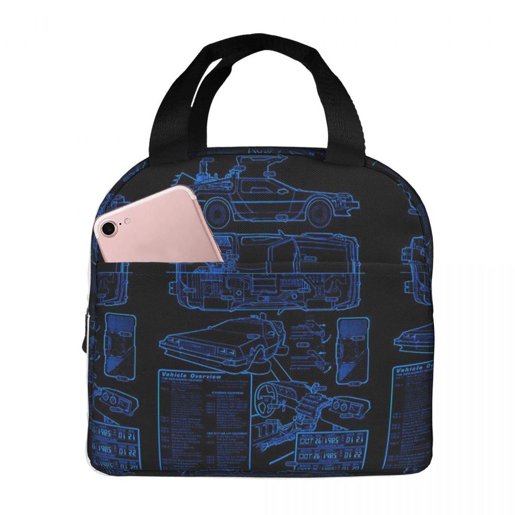DeLorean Time Machine Back To The Future Insulated Lunch Bag for Kids School Cooler Thermal Food Box Tote Lunch Boxes Container