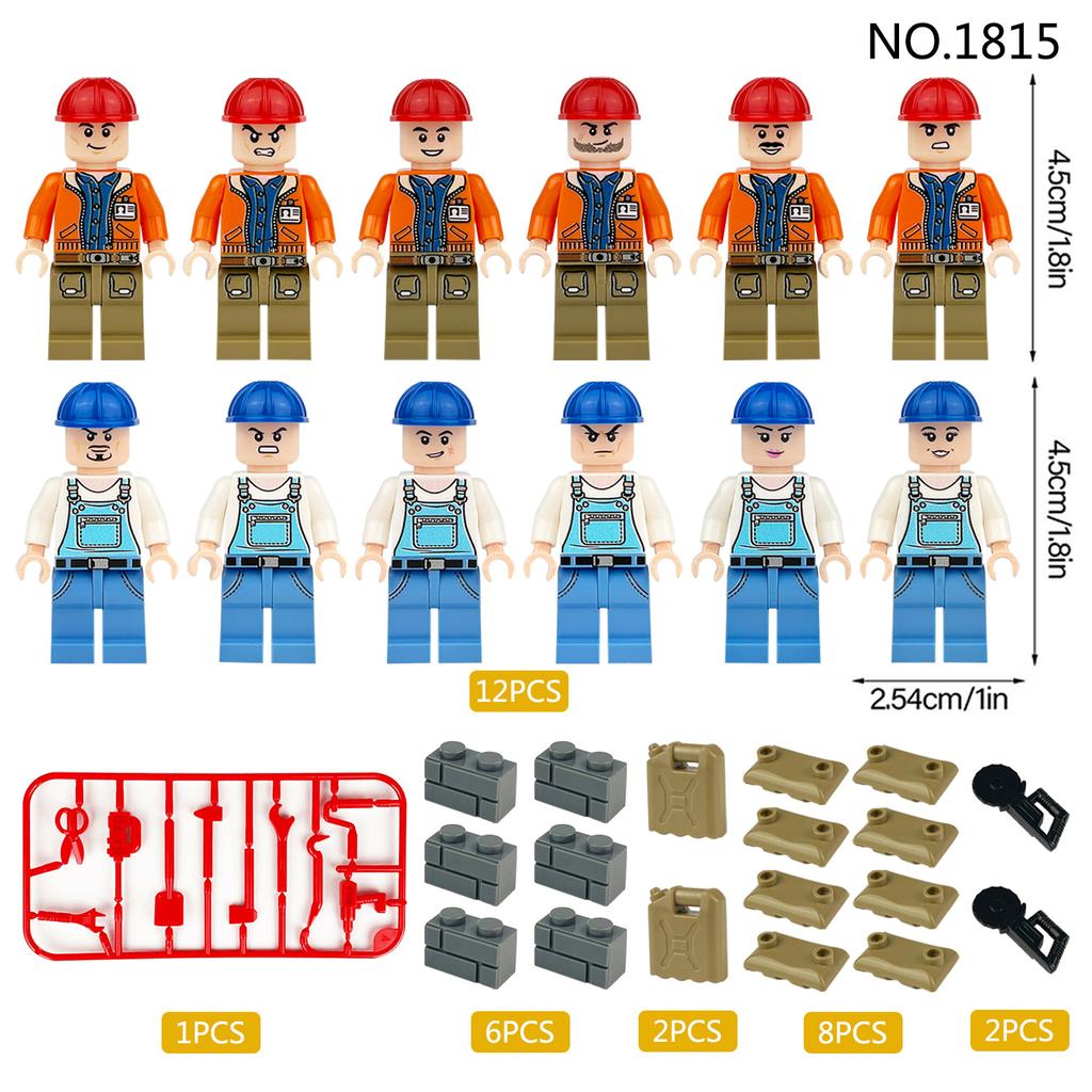 1815 City Series of Construction Project Human Model Small Particle Assembling Building Block Toys