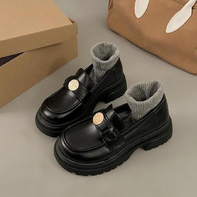 Женские лоферы на толстой подошве с одним ремешком, новинка осени и зимы 2025, ретро, маленькие кожаные туфли, британский стиль, толстый каблук, одинарные туфли, стиль «маленькая фея»