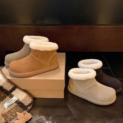 Женские больших размеров на мягкой подошве с увеличением высоты теплые меховые зимние нескользящие износостойкие снежные ботинки плюшевая подкладка уличные спортивные хлопковые ботинки