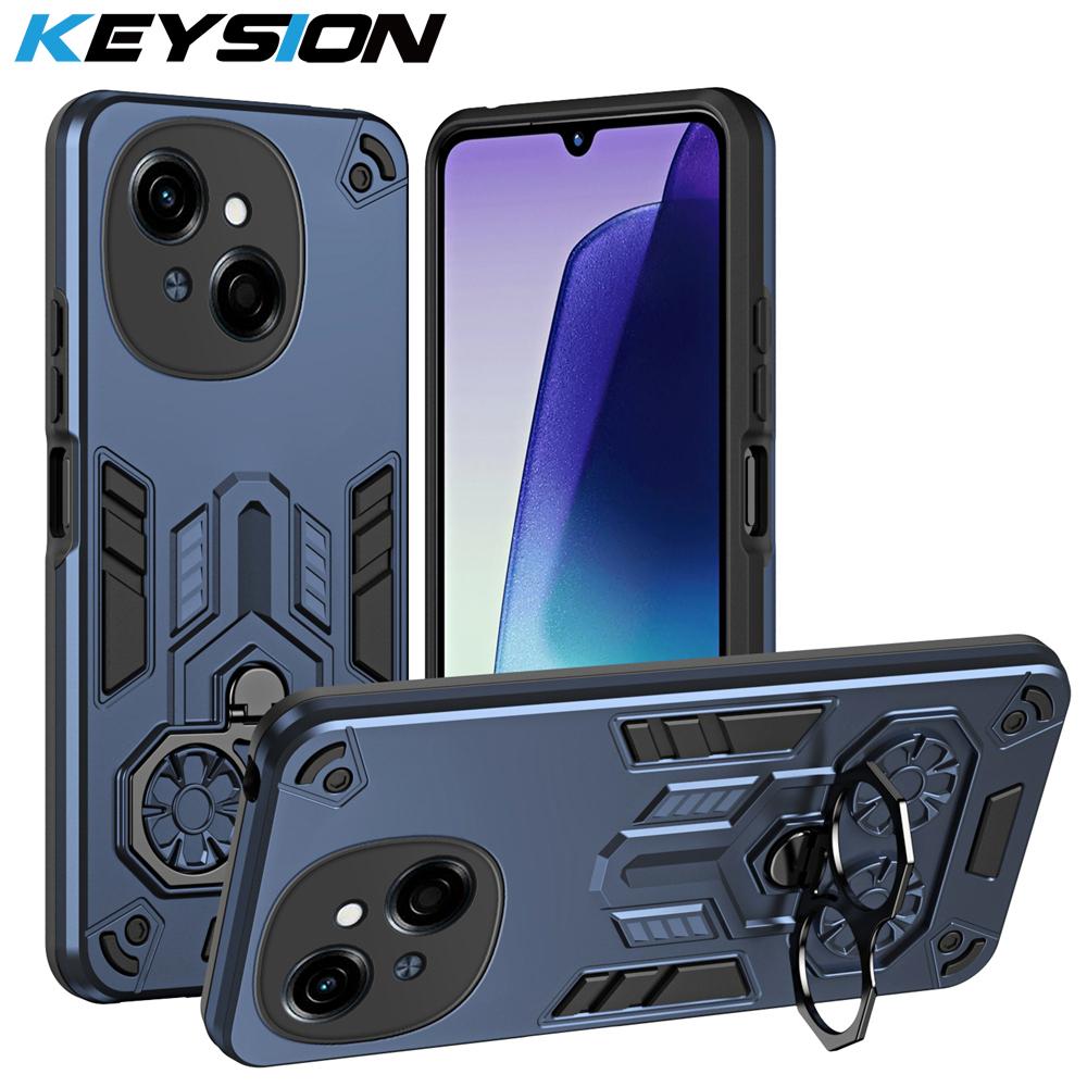 KEYSION Противоударный бронированный чехол для TECNO Spark Go 1 1S Go 2025 Мягкий силикон+ПК Металлическая кольцевая подставка Чехол для телефона для TECNO Pop 9 4G