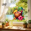 Temporary Window Sticker Summer Beach Cling Reusable Coconut Drink Pineapple Flower Static PVC Wall Removable Hawaiian Tropical Theme Glass Decals for