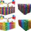 Rainbow Gradient Foil Fringe Table Skirt Wavy Design Table Decor Ornament  Birthday Party