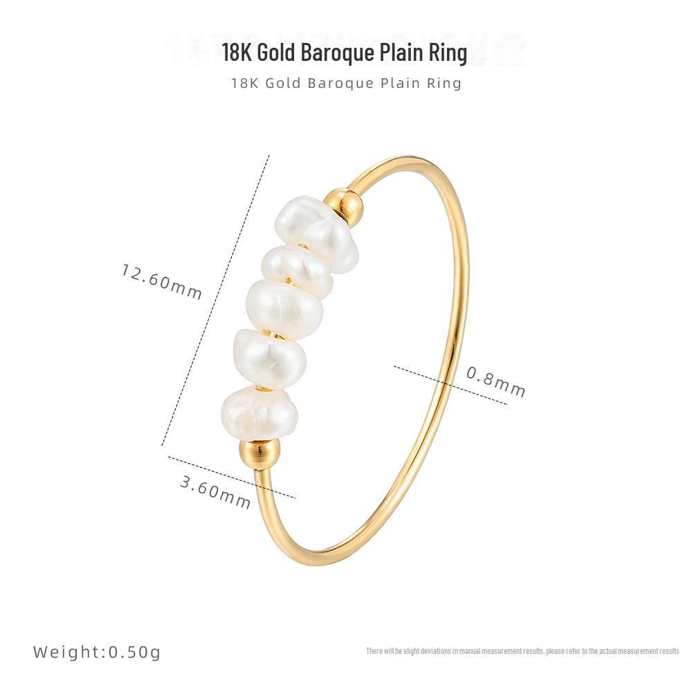 Elegant Baroque Pearl Ring In 18K Gold - Luxurious, Non-Fading Titanium Steel Jewelry for Women