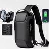 Men'S Usb Crossbody Bag Anti-Theft Shoulder Bags Waterproof Oxford Waist Bag Multifunction Short Travel Chest Pack