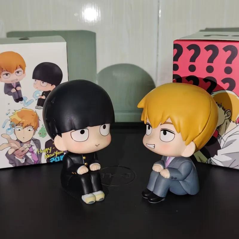 10cm Mob Psycho 100 Big Head Figures Shigeo Kageyama Arataka Reigen Q Version Sitting Figure Ornament Anime Model Toy Decor Gift