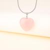 Ожерелье с цепочкой из нержавеющей стали в форме сердца из розового кварца для женщин [Coai]