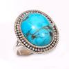 Подарочное кольцо из чистого серебра 925 пробы с натуральным тибетским бирюзовым камнем S.9 d0L32