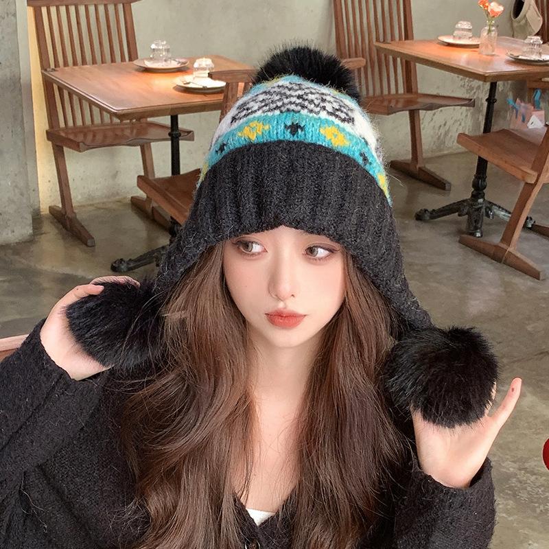 Новая корейская вязаная шапка на все случаи жизни для женщин на осень и зиму, милая и теплая шапка-бини, модная шерстяная шапка