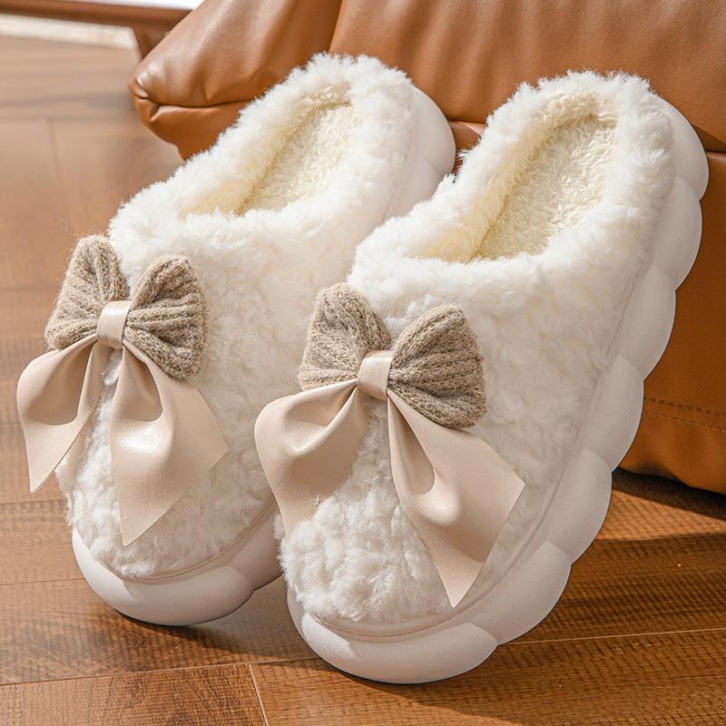 Cotton Slippers Women's Autumn and Winter Home Non-slip Warm Plush Cotton Shoes Men's Supermarket