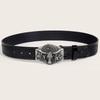 In-Stock Western Bull Head Buckle Leather Belt - Trendy Retro Punk Style for Men & Women