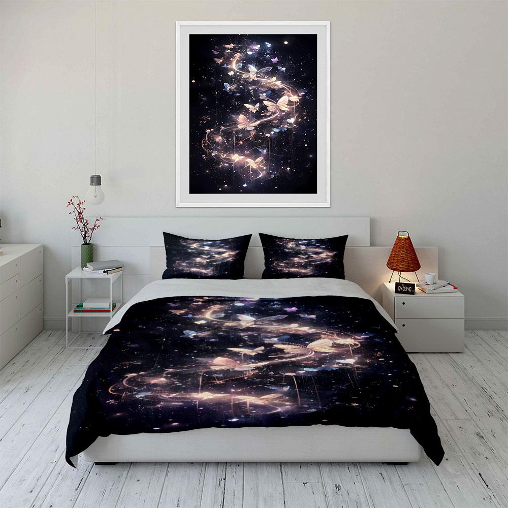 Butterflies with glowing trails. Bedding sets Duvet cover sets Duvet covers Pillowcases(1*Duvet Cover 2*Pillowcases without duvet insert)