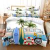 Beach Bus Bedding Set Seaside Theme Duvet Cover Set 3d Bedding Fashion Design Bed Set Children Queen Duvet Cover Bedding Sets