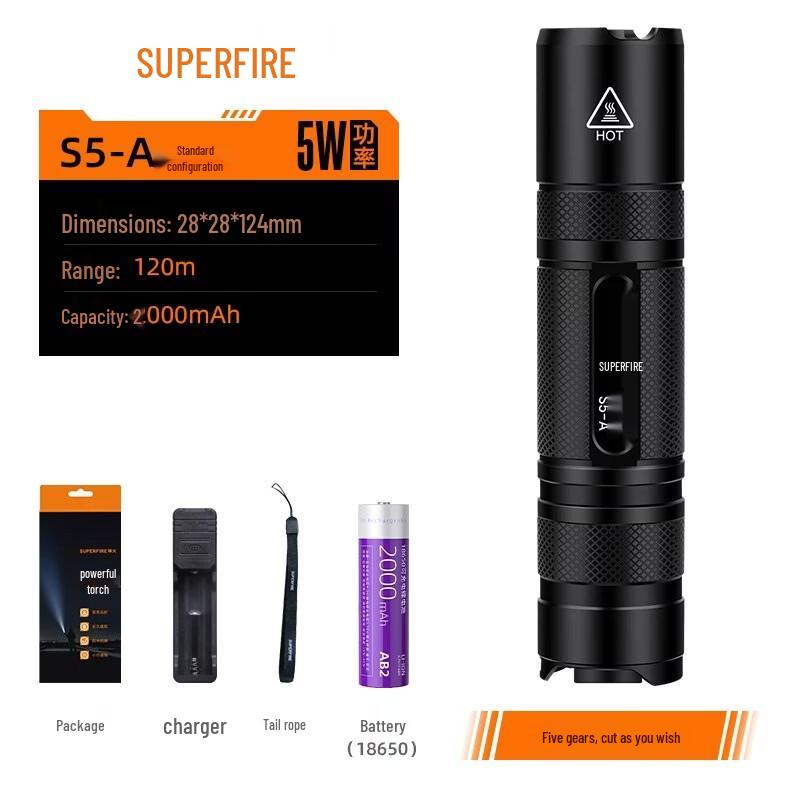 SupFire S5-R5 Mini Waterproof USB Rechargeable LED Flashlight