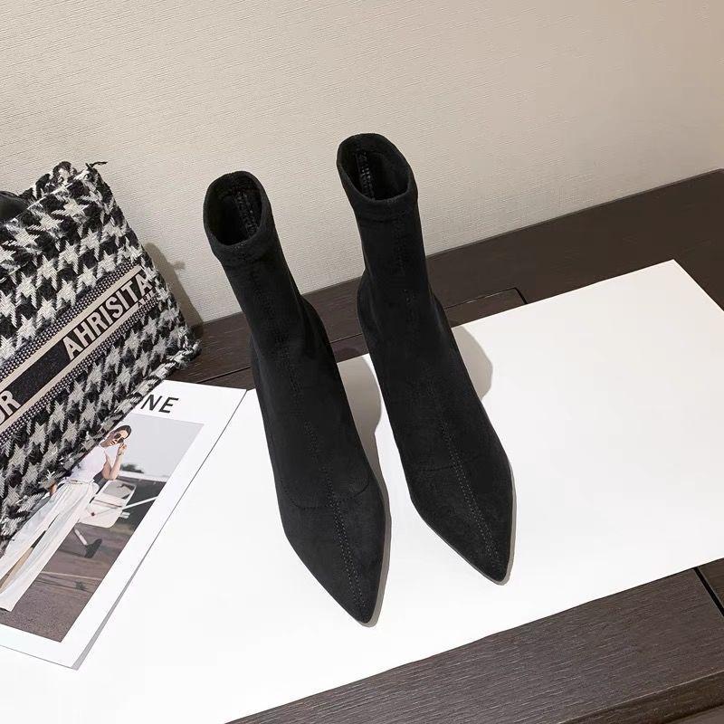 Fashion Pointed Elastic Thin Martin Boots Thin Heel Boots Children's High Heel Short Boots Thin Women's Boots Autumn and Winter New