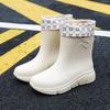 Новые дождевые туфли женские взрослые средней длины резиновые сапоги нескользящая водонепроницаемая обувь бархатный хлопок кухня короткие резиновые туфли мода