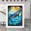Funny Stained Glass Pattern Art Sealife Poster Prints Home Decor Seahorse Manta Ray Whale Shark Dolphin Canvas Painting Wall Art No Frame