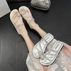 Slippers Silver Cool Slippers Women's Beautiful Outer Wear Pinched Feet Summer Cool Slippers Flat Shoes