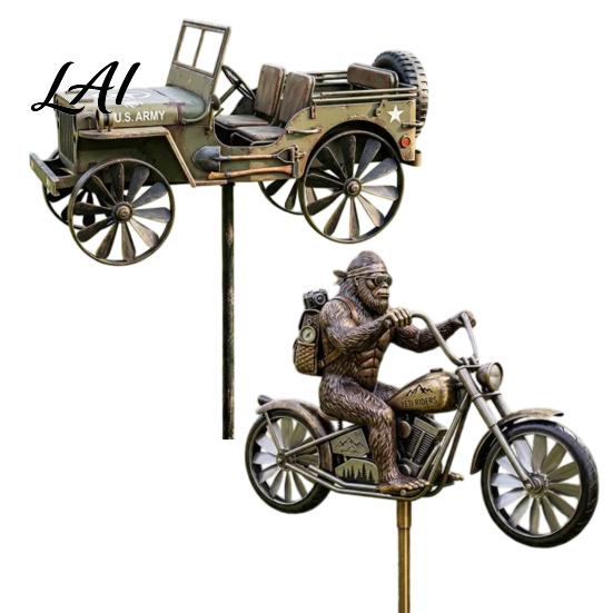 Outdoor Garden Decor Art Sasquatch Wind Spinner Wind-Powered Metal Weather Vane Kinetic Windmill Sculpture Yard Patio Lawn Decoration