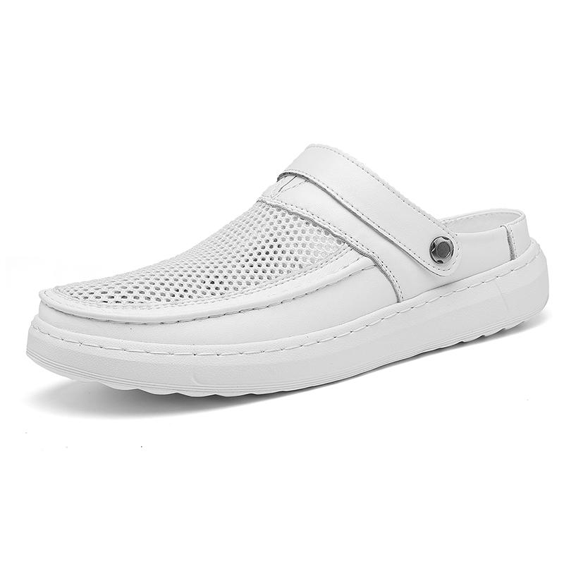 New Style Men's Breathable Slippers Men Lightweight Slides Non-Slip Anti-collision Toe Shoes for Men Outdoor Beach Flats Sandals