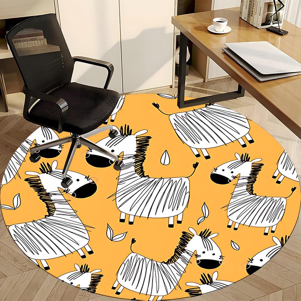 1pc Zebra Pattern Chair Carpet for Office, Non-slip, Soft and Durable Office Rug for Decoration, Perfect for Office yy260325088