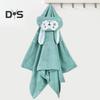 Детское полотенце с капюшоном, застегивающееся на пуговицы, впитывающий банный халат с изображением животных из мультфильмов, коралловый бархатный плащ, полотенце для девочек, мальчиков, малышей, для домашнего использования в бассейне