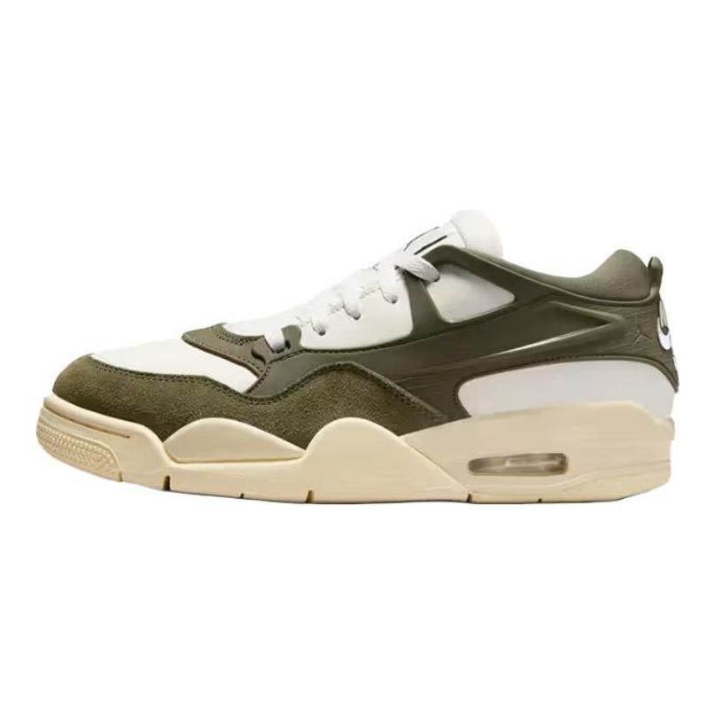 Jordan Air Jordan 4 Противоскользящие Износостойкие Низкие Винтажные Баскетбольные Кроссовки Женские Бело-зеленые Jordan FQ7940-121