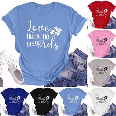 Женская повседневная футболка с короткими рукавами и круглым вырезом с принтом и буквенным топом