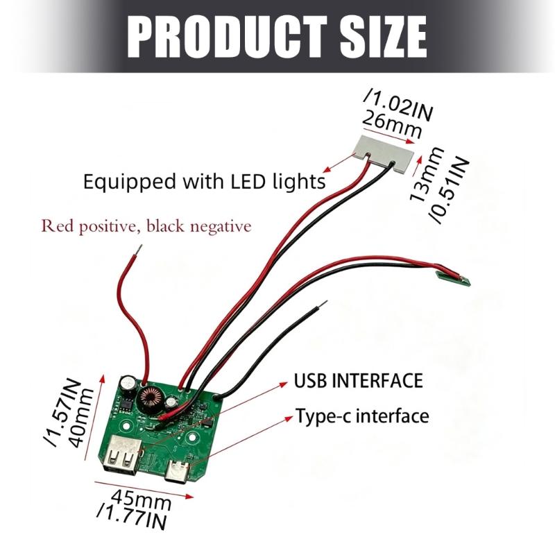 USB Output Adapter Card for 21V Battery Packs, USB-A and USB C 5V Supply Board for Device Power, Table Use, and Daily DIY Tasks Here