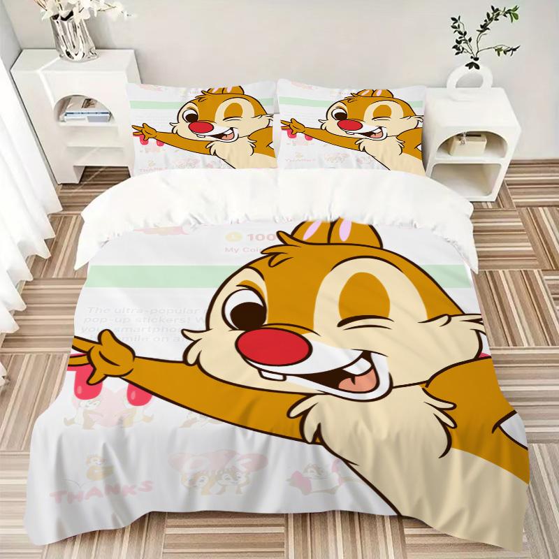 Happy Chipmunk Celebration Print 3Pcs Bedding Setduvet Cover With 2 Bedropillowcase Home Birthday Gift