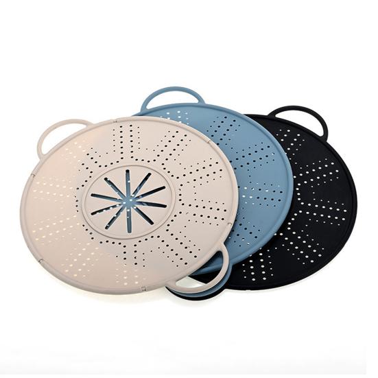 Silicone Splatter Screen for Frying Pan Grease Oil Splash Guard with Handle Heat Insulation Cooling Mat Strainer Drain Board for Baking Cooking