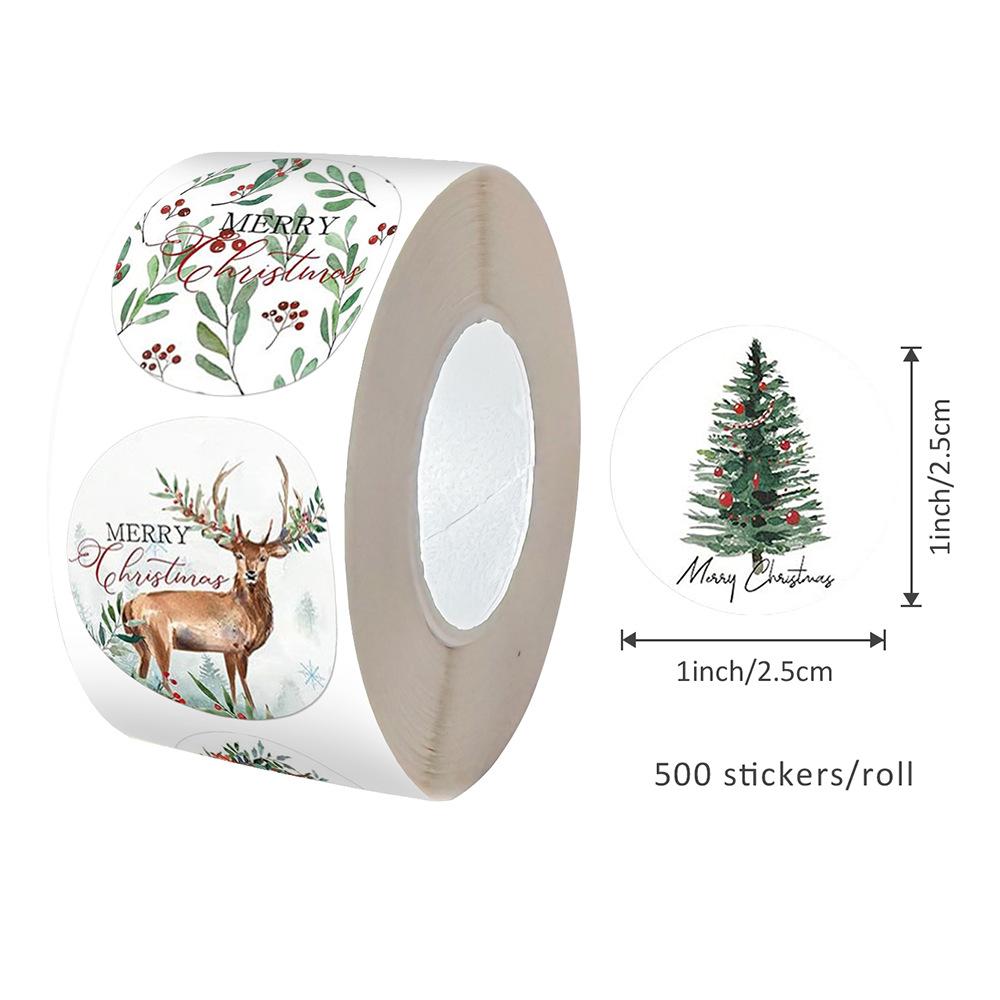 500pcs Assorted Christmas Stickers Roll, Mixed Color Paper Adhesive Labels with 'Merry Christmas' & 'Happy Holidays' Tags for Gift Wrapping & Sealing