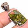 Natural Unakite Gemstone 925 Sterling Silver Jewelry Two Tone Pendant 1.58" B2l43