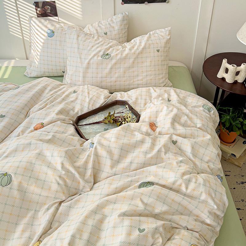 Комплект постельного белья из четырех предметов, приятный к коже, дышащий и удобный, в пасторальном стиле, простыня, пододеяльник, наволочки.
