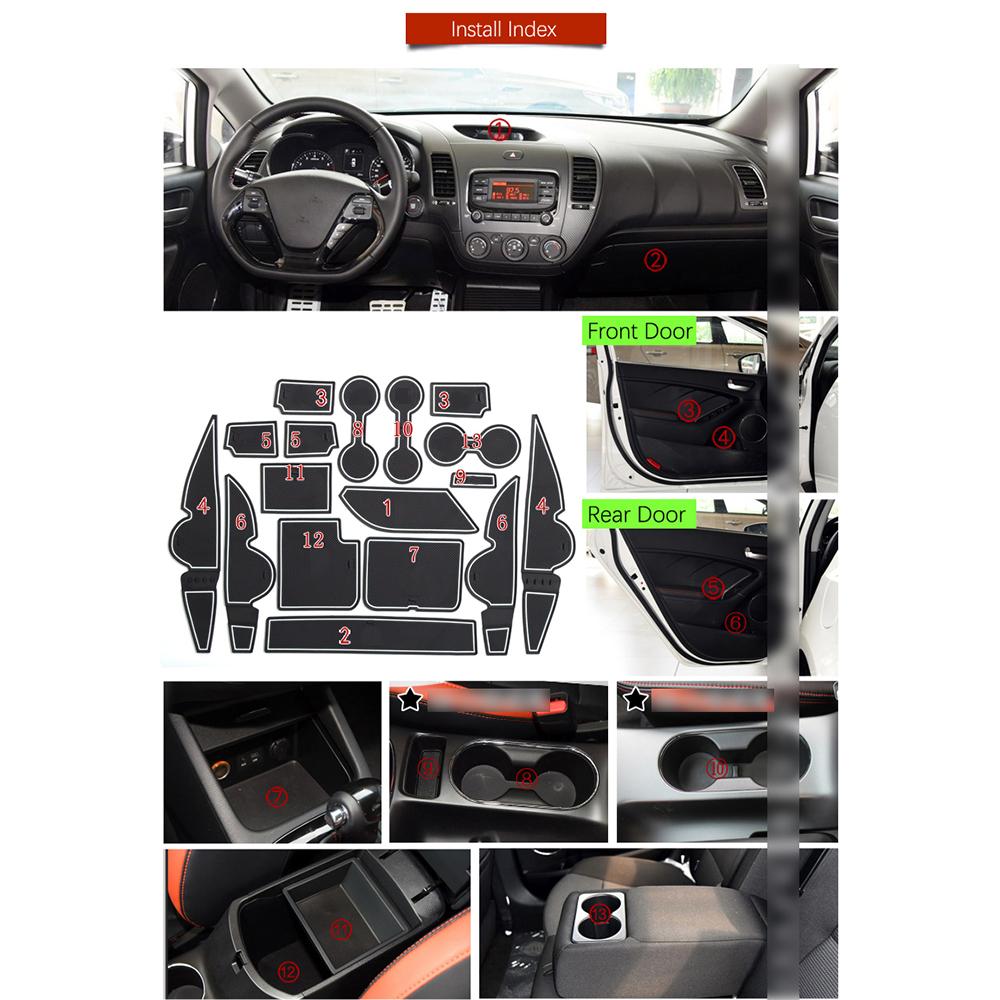 Для KIA Forte YD 2013 2014 2015 2016 2017 2018 K3 Cerato противоскользящие резиновые ворота, слот для чашек, коврики, аксессуары, наклейки, автомобиль