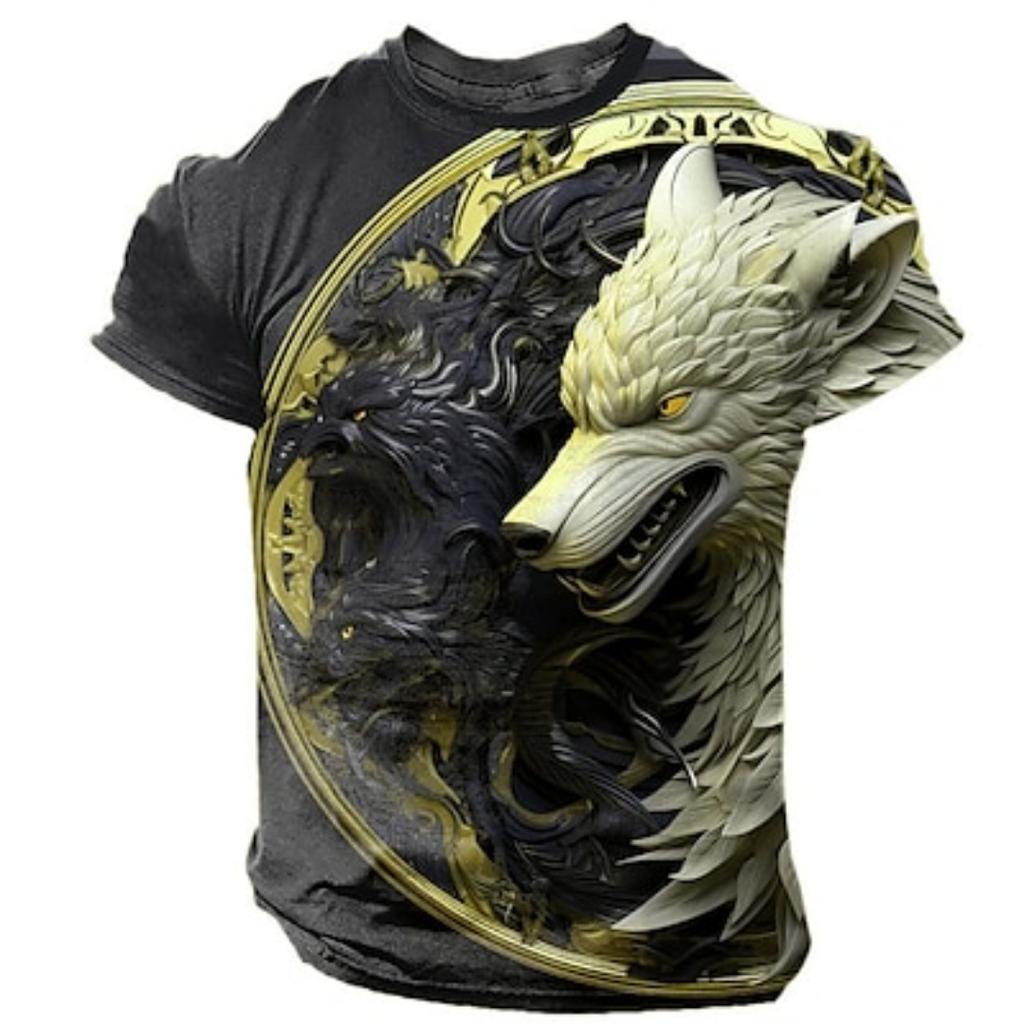 Men's Graphic Animal Wolf T Shirt Short Sleeve T Shirt 3D Print Crew Neck Shirt Daily Designer Retro Vintage Sports Outdoor Holiday Going Out  Summer