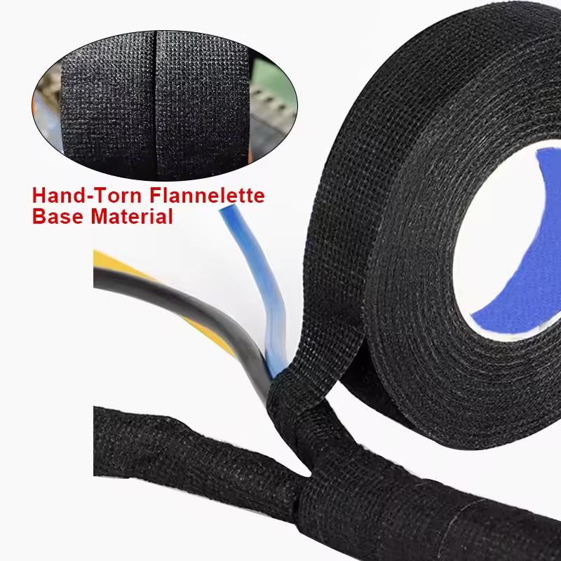 Черная автомобильная полиэстеровая лента для жгута проводов, бархатная лента, которую электрик рвет вручную, износостойкая и антистатическая лента на тканевой основе