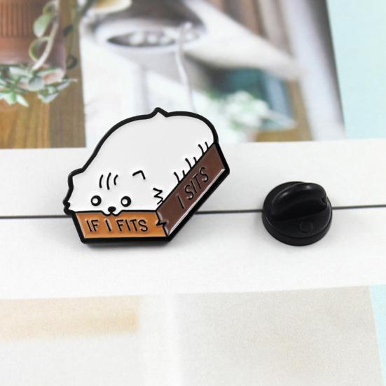 Мультяшный кот, эмалированная английская буква, если я подходит, я сидит, брошь, значок на воротнике, декор