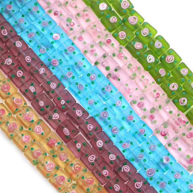 2 шт. ручная роспись матовые цветные стеклянные квадратные бусины для DIY ожерелье браслет серьги изготовление ювелирных изделий аксессуары для рукоделия