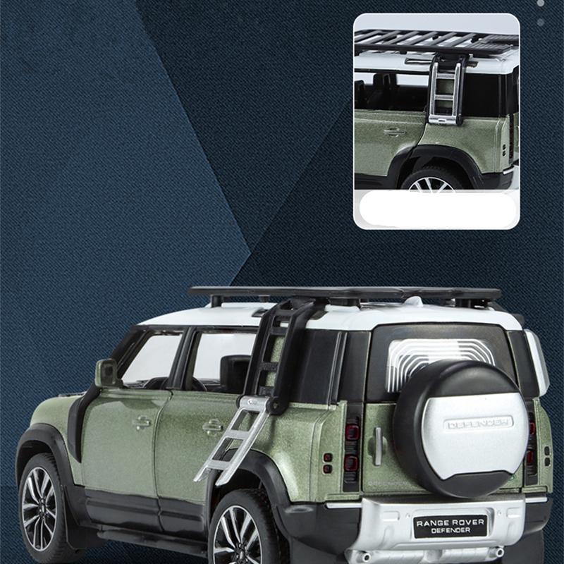1/32 Range Rover Defender SUV, модель автомобиля из сплава, литая под давлением металлическая игрушка, внедорожник, модель автомобиля, имитация звука и света, подарок для детей