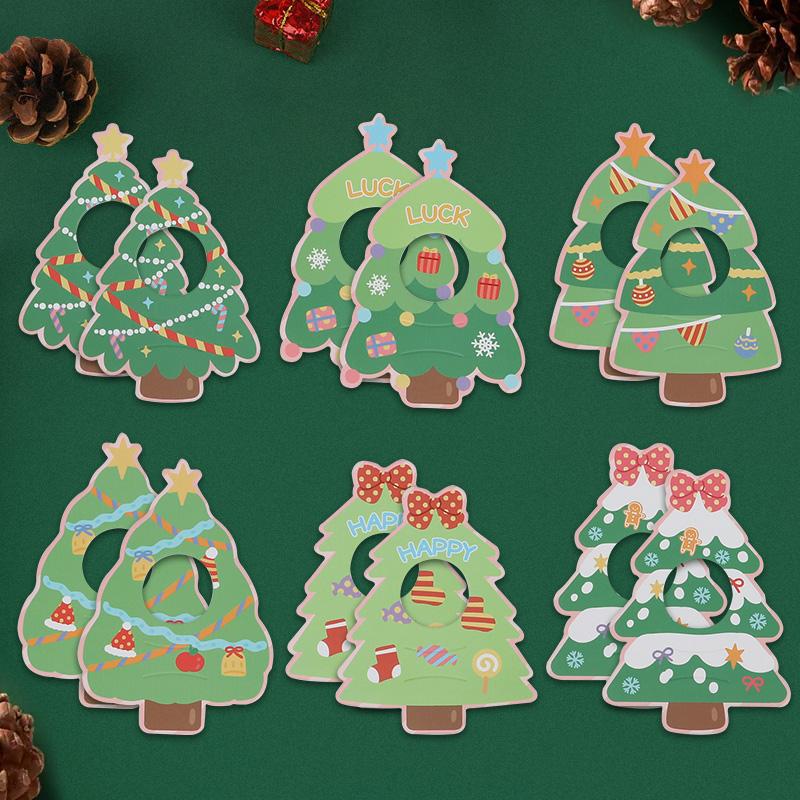 30pcs Christmas Lollipop Card Xmas Tree Candy Holder Card Sweet Sugar Packaging Decoration New Year Party Kids DIY Gift Supplies