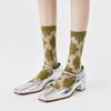 Women's Thin Printed Three Dimensional Relief Glass Crystal Breathable Cylinder Stack Socks