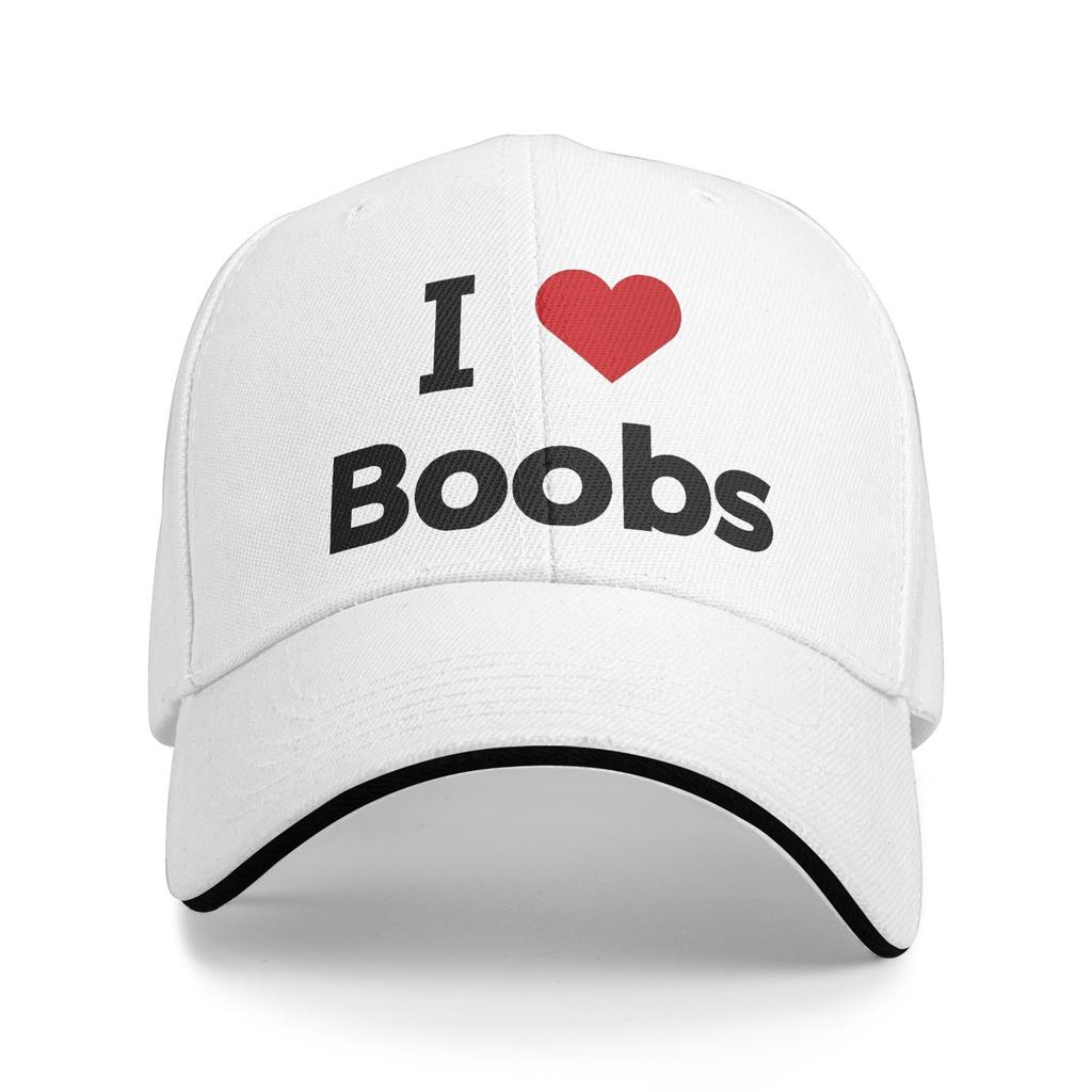 Funny I Love Heart Boobs Boobies Casual Baseball Cap Joke Outdoor Sports Hip Hop Hats Summer Sun-Proof Unisex Adult Baseball Caps