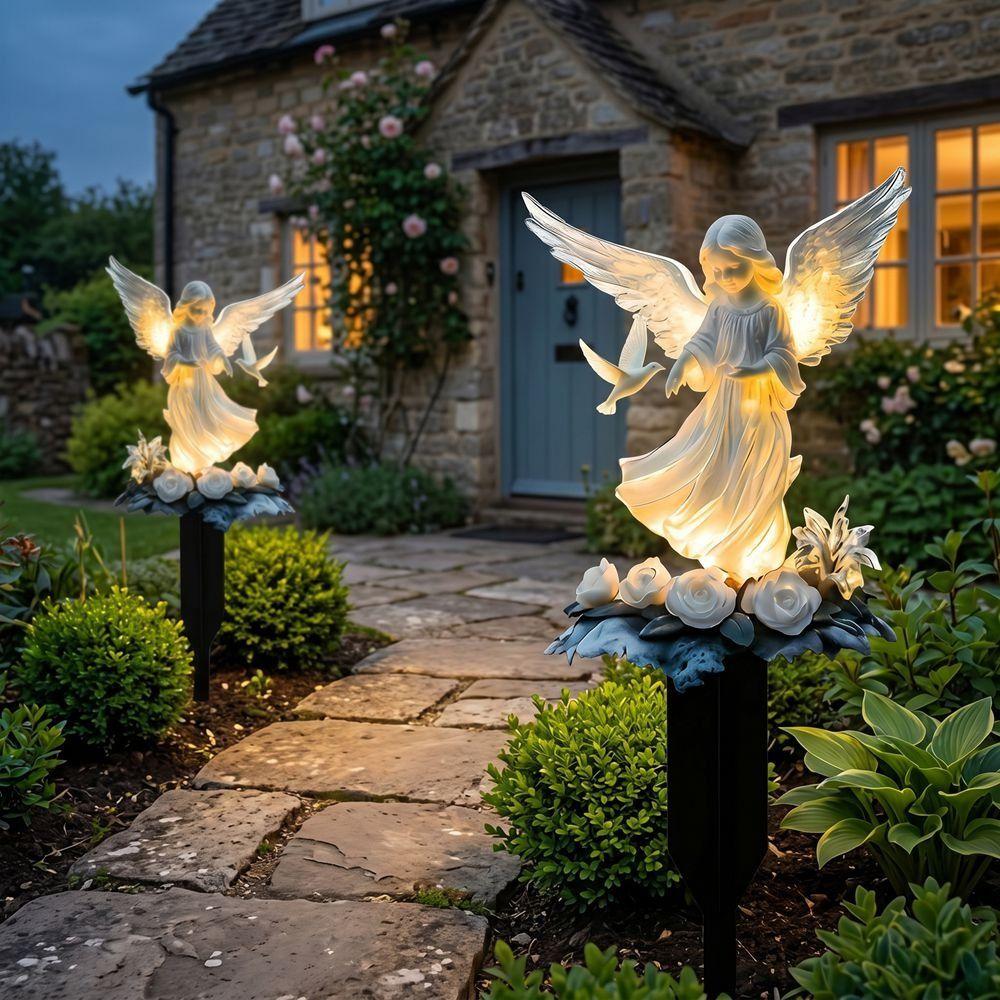 Acrylic Garden Flat Insertion 2D Flat Outdoor Pathway Decoration Angel Garden Stake Flower Bed