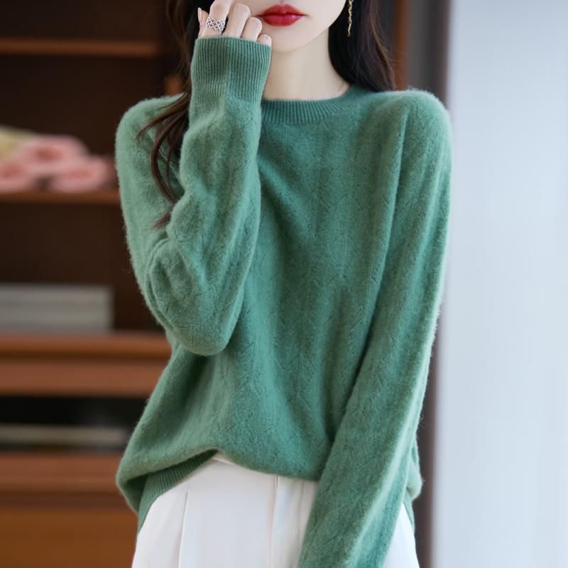 Women's Cashmere Sweater Qinghe Cashmere 30% Cashmere 70% Wool Autumn and Winter Pullover Warm and Fashionable