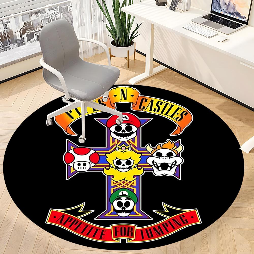 1pc Mario Pipes Castles Office Round Area Rug, Under Office Chairs Bedroom Living Room Home Decor a1022316